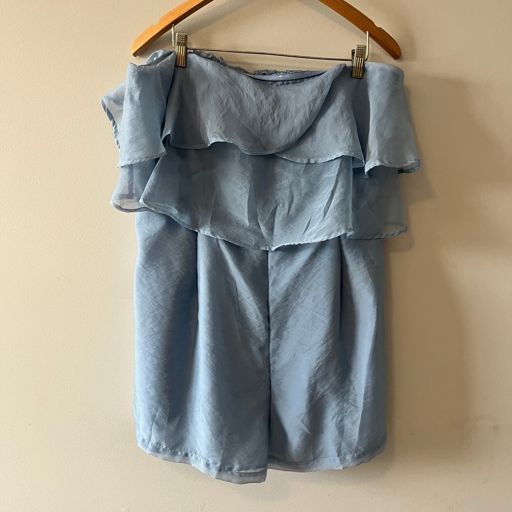 American Eagle Ruffle Strapless Romper Coastal Blue XL NWT Detachable Straps